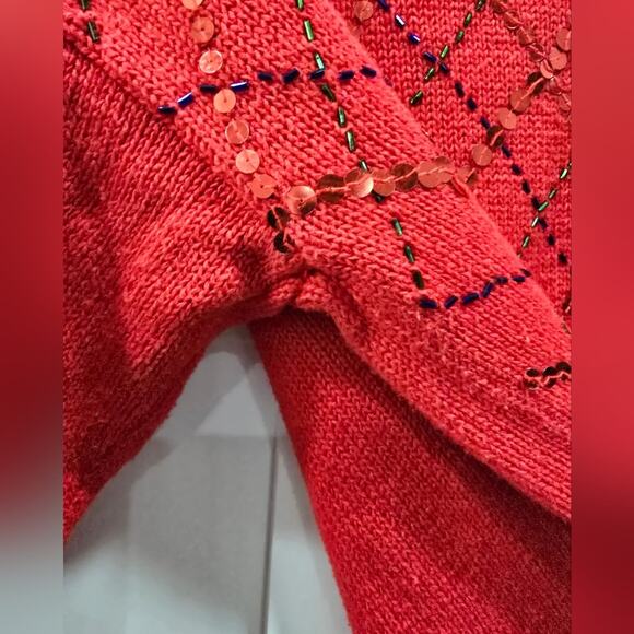 Vintage Westbound Red Sequin Turtleneck Sweater – Size Large - Picture 11 of 16